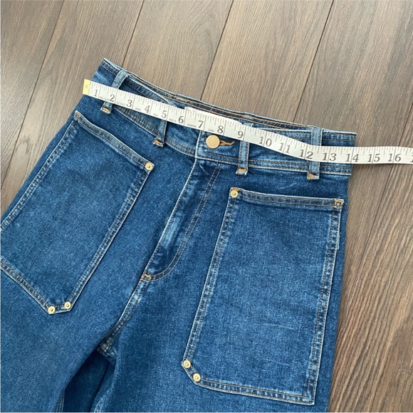 ZARA High Waisted Wide Leg Ankle Dark Denim - Picture 6 of 10